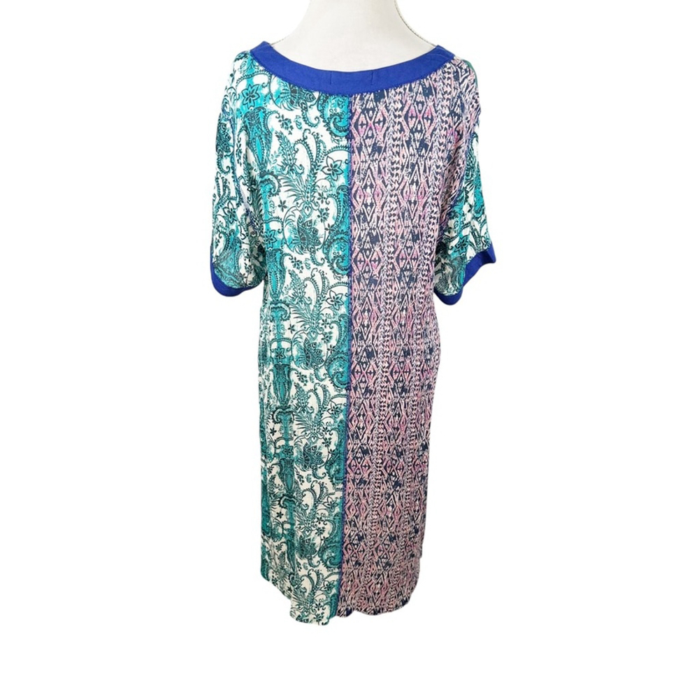 La Cera Button Dress Patchwork Boho Ethnic Midi Pockets Cottage Whimsy Size XL - Picture 5 of 10